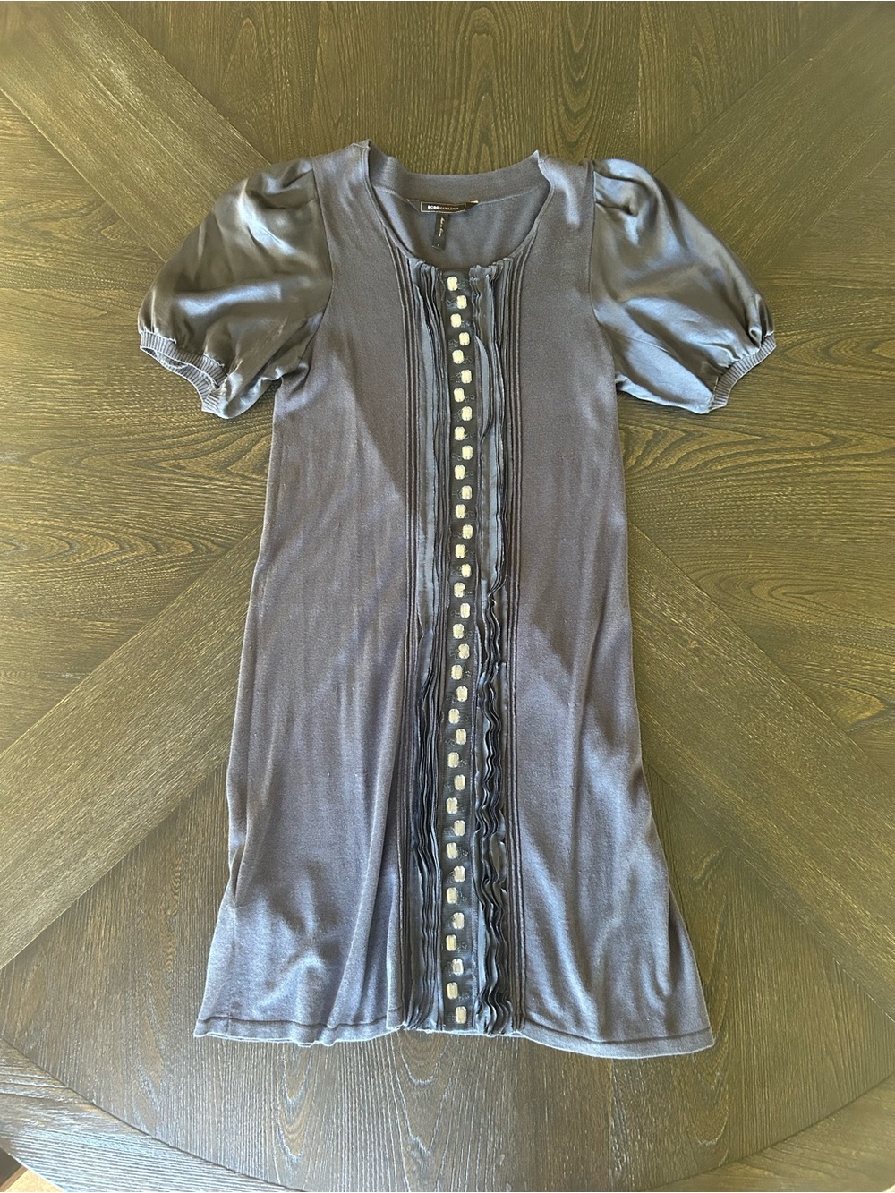 VTG BCBGMaxAzria Black Short Puff-Sleeve Mini Slip Dress Size Small